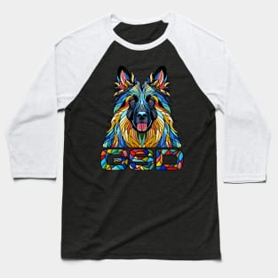 German Shepherd - Colorful Mosaic Art Baseball T-Shirt